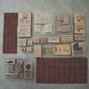 5lb Box Rubber Stamps Sports, Alphabet, Kids, Baby Shower Invitation